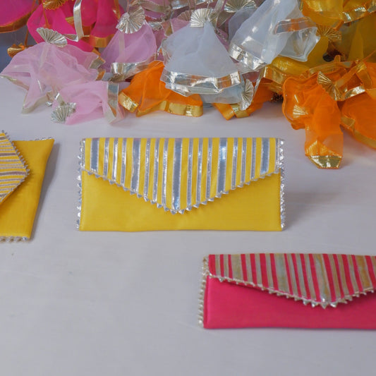 Large Envelope - Sunny Yellow with Silver Gota