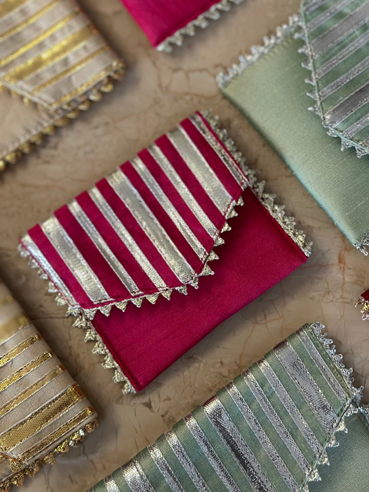 Small Envelope - Fuchsia Pink with Antique Silver Gota